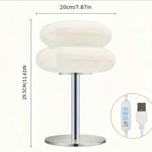 面包灯 - 可调光 USB 供电氛围灯，适用于客厅、卧室和家庭办公室装饰 - 光滑的金属底座，温暖的橙色光芒，适用于床头柜、书桌和边桌、台灯、卧室照明、现代照明、金属饰面