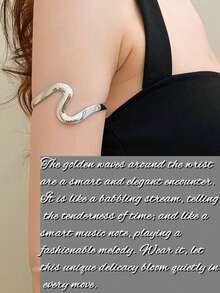 1 件简约时尚不对称金属丝可调节金色袖口，INS 风格设计，个性化简约美学，极简手链，手臂配饰适合女性日常穿着和派对 - 查看 3