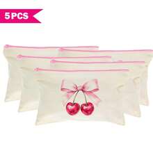 1/5/10/20 件可爱甜美蝴蝶结装饰帆布拉链袋套装，Y2K 风格蝴蝶结配饰收纳袋，旅行化妆洗漱用品收纳袋，文具袋，派对礼品袋，浴室旅行多功能收纳袋化妆刷架手拿包，度假暑假返校学校用品袋，女士旅行包，旅行化妆包