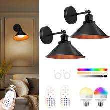 Wireless Charging Wall Lamp, Retro Gold Wireless Chargeable Wall Light With 15-Color Dimmable Detachable Bulb & Remote Control, 270° Adjustable Wall Lamp, Suitable For Bedrooms And Farmhouses - 15RGB - View 13