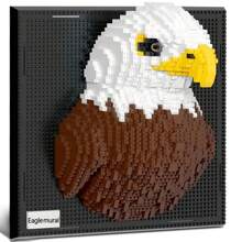 3D Wall Art Shark Eagle Bird Animal Micro Mini Building Blocks Set For Adults, Unique Home Wall Decoration Or Desktop Display, Suitable As Creative Birthday Gift Toy (1924 Pieces) Not Compatible With