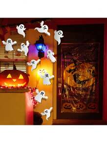21pcs Halloween Scary Ghost Self-Adhesive Stickers Decor, Holiday Party Hanging Ornaments, Room Home Decoration, Wall Stickers, Window Stickers, Family Gathering, Indoor Outdoor Ghost Stickers