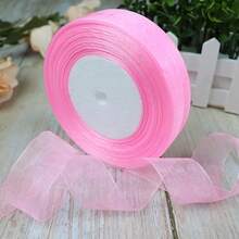 50 Yards/Roll 25mm Width Organza Ribbons For Christmas Wedding Party Decoration Gift Wrapping DIY Ribbons Crafts - Multicolor - View 2