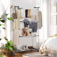 Wäscheständer Turm Klappbar Wäschetrockner mit 6 Klappbare Flügel und 2 Drehbar Seitenflügel Platzsparender Wäscheturm mit Rollen