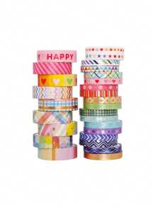 27 rotoli di set di nastri washi colorati in scatola per accessori per studenti, forniture per arti e mestieri, nastro decorativo adesivo per brochure, forniture scolastiche, back to school
