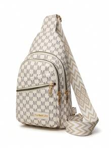 Fashion Versatile Crossbody Bag, Contrast Color Chest Bag In Bohemian Style Shoulder Strap, Sports Gym Backpack, Casual Shopping Phone Wallet - White - View 6