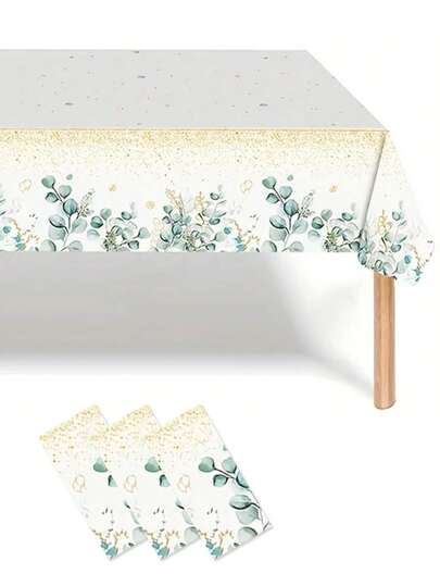 1/2 chiếc khăn trải bàn phong cách Bohemian màu xanh lá cây nhạt, họa tiết lá bạch đàn xanh, khăn trải bàn bằng nhựa dùng cho tiệc mừng em bé, tiệc cưới, tiệc cô dâu, tiệc sinh nhật, ngày lễ Thánh Patrick, ngày lễ Tình nhân, mùa xuân, mùa hè, trang trí ngày lễ đa năng.