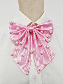 1 Peça Gravata Elegante com Laço de Pérolas Feita à Mão para Mulheres, Adequada para Eventos de Negócios, Atividades de Recepção, Transporte, Uniforme Escolar e Mais
