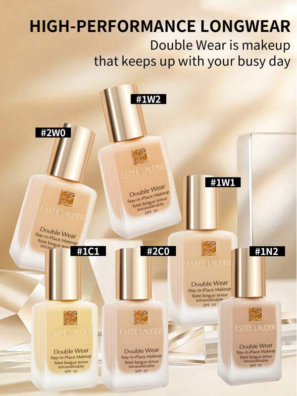 Maquillaje líquido Estée Lauder Double Wear Stay-In-Place de 30 ml/1 oz en color 2C0 Cool Vanilla - maquillaje de larga duración, control de grasa todo el día, resistente al sudor, al calor y a la humedad, resistente al agua, no se apelmaza y no se asienta en las líneas finas o los poros