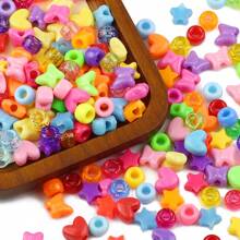200/400/600/1000 piezas Cuentas miniaturas de caballos, corazones y estrellas de colores surtidos para hacer pulseras, collares y joyería DIY