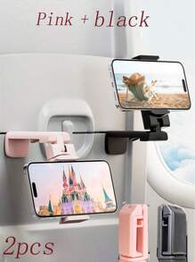 3/2/1 pieza Soporte de teléfono para vuelo, soporte de viaje portátil plegable y ajustable con rotación de 360° para escritorio, asiento de tren, maletero, gabinete de cocina compatible - Construcción de plástico duradero, gancho de teléfono portátil plegable, soporte universal de teléfono para celulares, viaje, hogar, oficina.