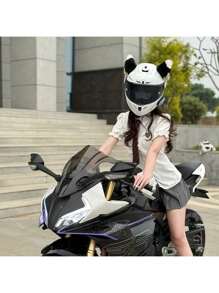 2 pièces Décoration de casque avec oreilles de chat et clochette dorée, oreilles en peluche pour casque, accessoires de casque de moto de ski, oreilles de chat pour casque, accessoire adhésif en peluche pour casque de vélo et de moto, décoration de casque pour Noël, Halloween, Jour des Morts