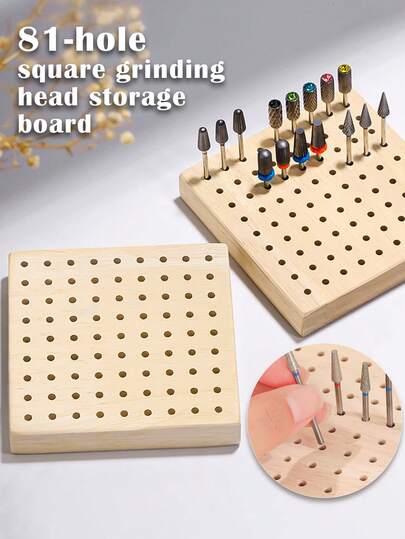 Beautizon Nailartlab 81孔方形美甲抛光头收纳板 专业美甲钻设备分类板 美甲工具配件收纳用品 适用于各种抛光头/打磨头/卸甲头 美甲店必备配件