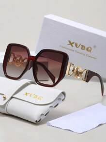 XVBQ 1 par de gafas elegantes de moda con marco grande y decoración de metal, adecuadas para uso diario, con empaque