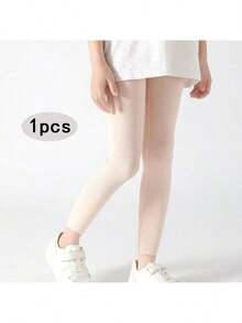 4/3/1pcs Set Girls Plain Color Vertical Striped 7/8 Length Leggings, Elastic Fitted Full Length Tights, All Season Casual Yoga Pants, Cute Sports Style Suitable For Students Daily Wear, Soft & Comfortable, Versatile, Back To School Season - Multicolor - View 28