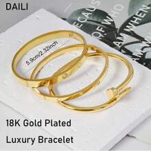 DAILI 1-3 piezas Brazalete de trébol de cuatro hojas con baño de oro de 18K, acero inoxidable, de moda, apto para fiesta, uso diario, estilo europeo y americano, personalizado, generoso, pulsera de lujo con circonita cúbica, conjunto de joyería de boda, regalo para chicas, mujeres, familiares