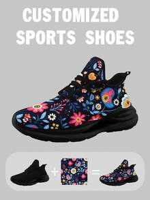 定制女士宽版运动鞋，个性化定制您的图片，中底悬挂技术训练鞋采用透气网眼设计，时尚舒适的厚底运动鞋，男女时尚柔软运动鞋 - 白色 - 查看 2