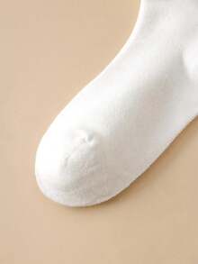 2 Pairs/4 Pairs Women Lace Trim Mid-Calf Socks, Casual College Style Socks For Home And Travel, Fall Socks - White - View 4