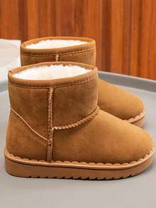 新款温暖蓬松儿童靴，适合男孩、女孩和幼儿，厚底，适合秋冬季