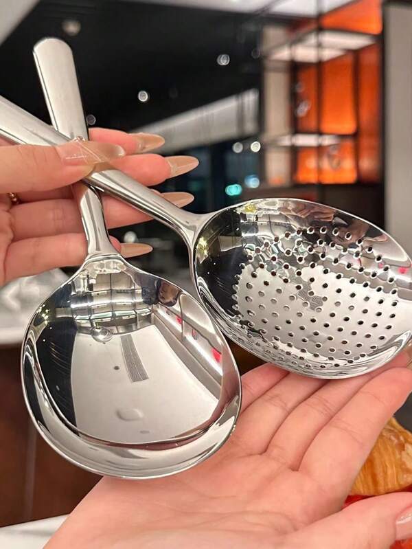 1 Stück große Edelstahl-Servierлöffel - robuster, verstärkter Cateringbesteck, geeignet für Buffets und Cateringservice