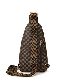 时尚百搭斜挎包，撞色胸包波西米亚风格肩带，运动健身背包，休闲户外手机和零钱包 - 棕色 - 查看 8