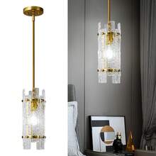 Modern Crystal Pendant Lighting Pendant Lights Rectangle Glass Chandeliers, Adjustable Pendant Light Fixture For Kitchen Island Bedroom Living Room Dining Room Corridor - trắng - Xem 9