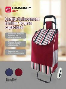 Carro de Compra Impermeable de Tela Oxford Gruesa, Plegable Portátil con 2 Ruedas para Hogar - Azul - Ver 4