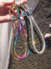 Cordón de lujo para teléfono móvil con diamantes, joyería de muñeca de alta calidad incrustada de diamantes, accesorios de teléfono móvil de moda y duraderos anti-perdida