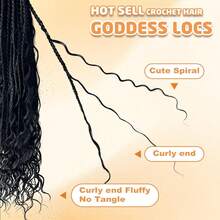 8-30 英寸女神盒状辫子钩针编织假发合成编织接发卷发末端波西米亚渐变色辫子发饰美发博览城，1B - 黑色 - 查看 5