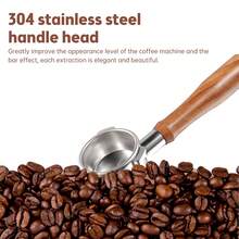 54mm Bottomless Portafilter 3 Ears Expresso Bottomless Naked Portafilter Stainless Steel And Solid Wood Filter / Basket / Spoon And Cleaning Brush Included Replacement Parts Compatible With Breville BES870/875/878/880 Machines - Silver - View 4
