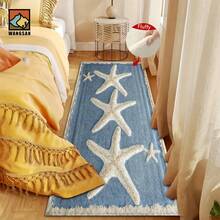 1set/1pc/2pcs Starfish Pattern Bathroom Anti-Slip Mat, Made Of Artificial Cashmere Material With Fluffy Decoration, Suitable For Doors, Bathrooms, Kitchens And Other Occasions, Machine Washable, Non-Slip, Daily Decoration, Can Be Given As A Gift To Friends, Men And Women