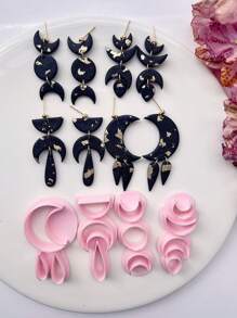 1/4 piezas Cortadores de arcilla polimérica con diseño bohemio de verano, cortador de arcilla con forma de luna para hacer aretes, herramienta para hacer pendientes de arcilla polimérica, kit de joyería de arcilla, moldes para aretes de arcilla, fabricado con PLA, regalo de aretes DIY