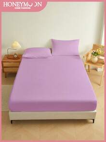 1pc Solid Color Fitted Sheet, Mattress Protector, Mattress Cover, Deep Pocket Fitted Sheet, Soft & Breathable, Fits Various Bed Sizes