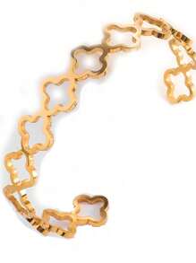 2pcs/Set Simple Floral Stainless Steel Vacuum Plated Non-Fading Bracelet, Suitable For Women's Daily Wear