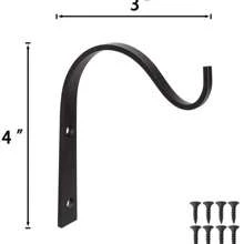 Iron Wall Hooks For Hanging Plant Lanterns, Plant Hanger Fence Metal Bracket For Bird Feeders, Wind Chimes, Mason Jar Sconces, Light Outdoor Indoor Rustic Home Decor, 3 Inch