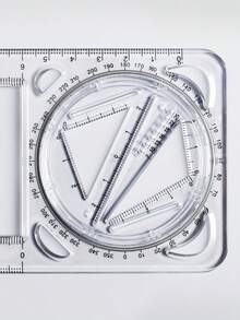 1 pieza Regla de dibujo multifunción, regla geométrica para estudiantes de secundaria y universidad, regla triangular transportador, plantilla matemática para escuela secundaria y preparatoria, regla plantilla de dibujo - Multicolor - Ver 5