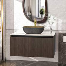 UNHO Bathroom Vanity Unit Single Sink Double Sink Floating Cabinet With Basin, Large Storage Drawer - Multicolor - View 3