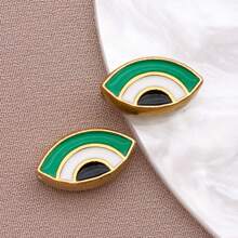 2pcs Fashion Enamel Stainless Steel Devil Eye Spacer Beads Charm High Quality Gold Plated Eye Spacer Beads Jewelry Findings For Necklaces, Bracelets, Earrings, Jewelry Making And DIY Crafts