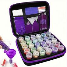 Estuche organizador de diamantes de pintura, organizador de lienzo actualizado con accesorios, 30 compartimentos, 60 compartimentos, 120 compartimentos, soporte a prueba de golpes para cuentas y suministros de arte, contenedor portátil para joyas con herramientas, kit multifuncional de manualidades y suministros de costura