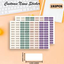 [Customized] 96/192/288/384pcs Personalized Labels, Customized Name Labels For School Supplies, Back To School, Lunch Boxes, Books, Pencils, Water Bottles, Toothbrush Stickers