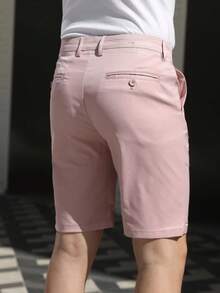 Men's Fashion Golf Casual Outdoor Shorts, Breathable Durable Versatile Bermuda Shorts, Solid Color Men Shorts - Pink - View 6