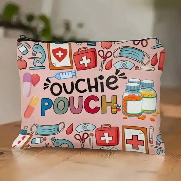 Cute "Oops" Themed Pouch: A Fun Health-Inspired Accessory. Easter Egg Gift, Unique Design Zippered Portable Fashion Gift, Sister's Makeup Bag, Student's Pencil Case, Snack Storage Bag,Pencil Pouch,School Bag,School Supplies,Back To School