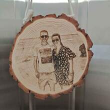 1 Stück Hölzerner runder Teller mit Lasergravur, geeignet für Hochzeitsdekoration zum Aufhängen, Hochzeitsfeier Segen, personalisierte Foto-Lasergravur, klassisch und langanhaltend