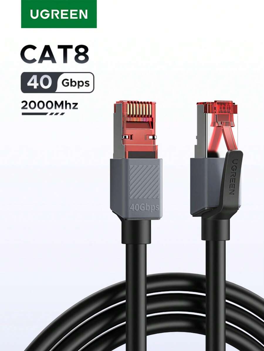 UGREEN CAT8 屏蔽以太网电缆黑色 F/FTP 30AWG 纯铜 40Gbps 2000MHz 高速网络电缆低延迟游戏以太网电缆 - 灰色 - 查看 1