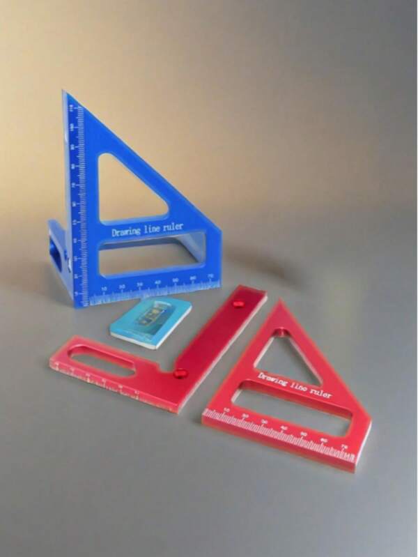 Règle triangulaire de menuiserie en alliage d'aluminium de haute qualité avec repère personnalisé d'angle droit - outil de marquage avec unités impériales et métriques doubles, nouvelle règle triangulaire améliorée avec fonction de mesure d'angle, jauge d'angle à 45° et 90°, échelle métrique - outil de marquage de menuiserie multifonctionnel pour le dessin de précision et le positionnement