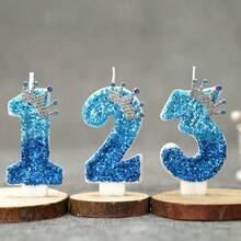 1pc Crown Digital 0-9 Candle Peacock Blue Creative Birthday Candle Daily Best Birthday Gift For Mother To Girlfriend Anniversary Celebration Supplies - Multicolor - View 3