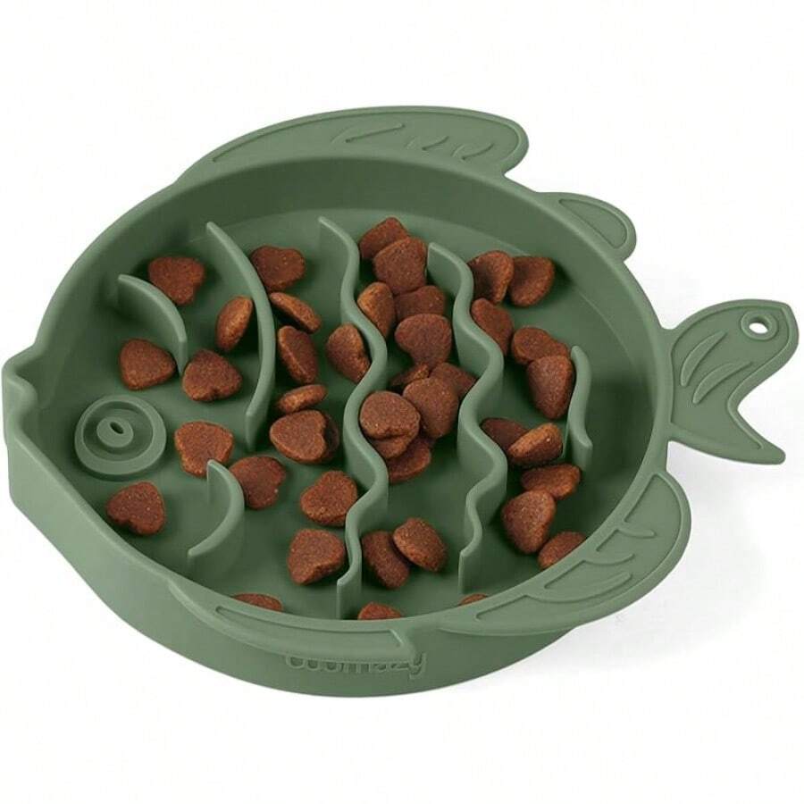 Coomazy Large Silicone Slow Feeder Dog Bowls, Interactive Puzzle Toy Pets Food Training, Keeps Dogs Busy, Prevents Puppy Overeating (Dark Green, Large: 3.2Cup) - Quả bơ - Xem 1
