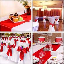 4pcs/Set Satin Tablecloth 12*108 Inch Silky Smooth Christmas Red Party Table Runner, Suitable For Home, Dinner, Wedding, Thanksgiving, Birthday, Christmas Celebration Decoration - Multicolor - View 8