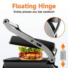 SUSTEAS Countertop Electric Grill Multi-Angle Flip Open, Sandwich Maker Home Electric Grill Ceramic Coated Non-Stick Pan Easy To Clean, Simple And Convenient To Use At Home Or Outdoors,Black 304 Stainless Steel - Xem 4