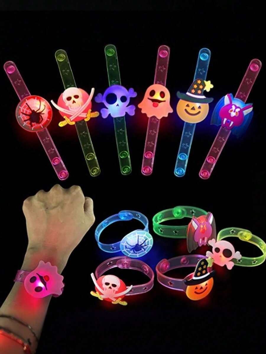 24pcs-LED All Saints' Day Light Up Bracelets, Light-Up Watch Strap Flashing Wristband Ornament Bracelet, Gift Bag Stuffing Birthday ,Graduation,Wedding,Party,Birthday,Party Decorations,Glow In The Dark,Party Bag Fillers Toys,Holiday Accessories,Party Favours,Outdoor Games,Glowing Party Supplies,Halloween Decorations(Random Style)